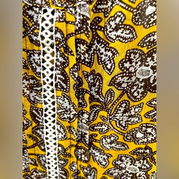 MAEVE -Anthropologie Yellow and Brown BoHo Patterned Tank Top - Picture 2 of 6